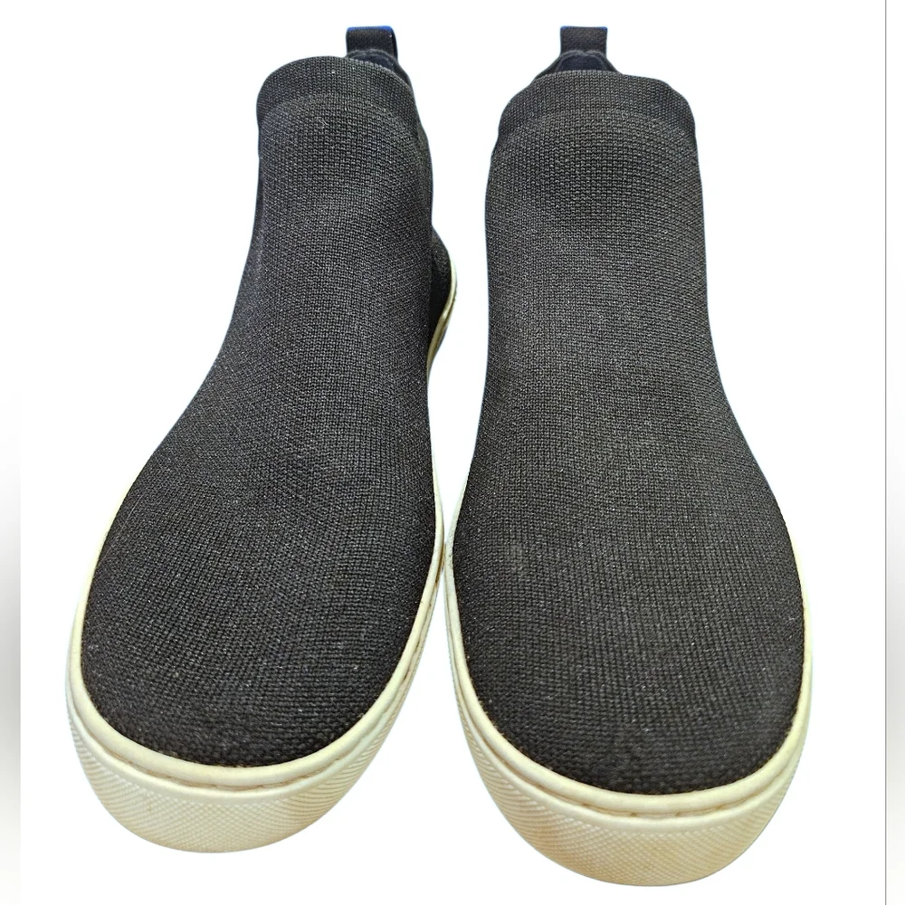 Rothys The Chelsea Sneaker Black Knit High Top Ankle Bootie Pull-On Shoe US W10